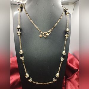 Vintage J. Crew Long Faux Pearl Station Necklace - Excellent Pre-loved Condition